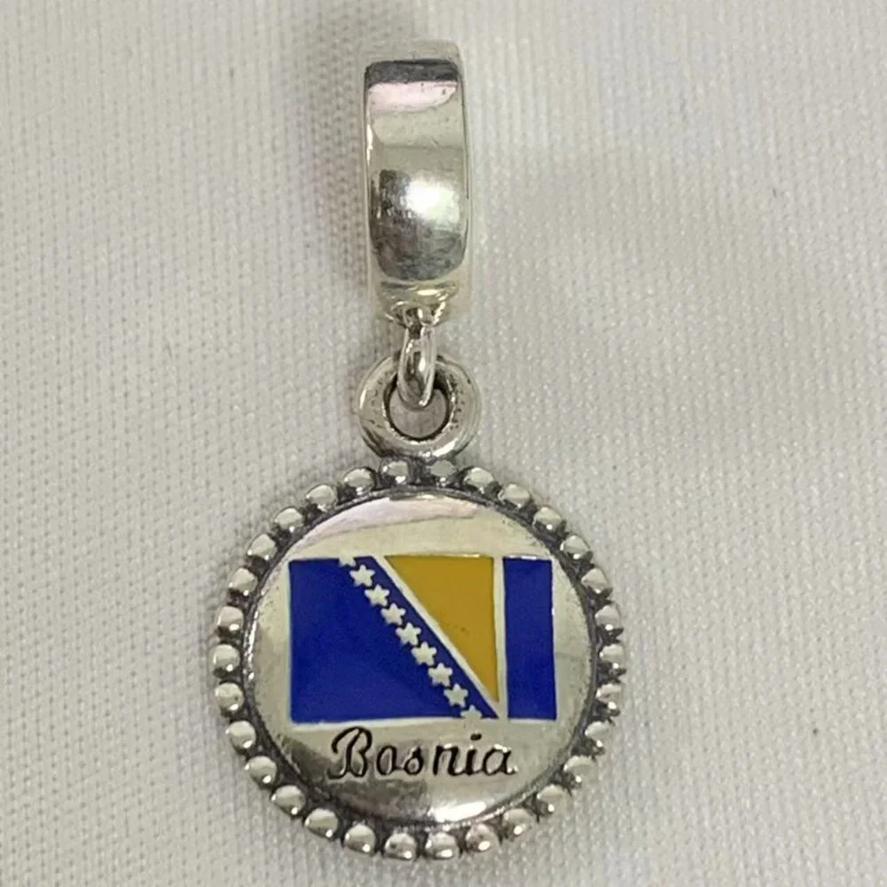 Pandora Bosnia and Herzegovina Dangle Charm Pendant, S925 Silver Jewelry